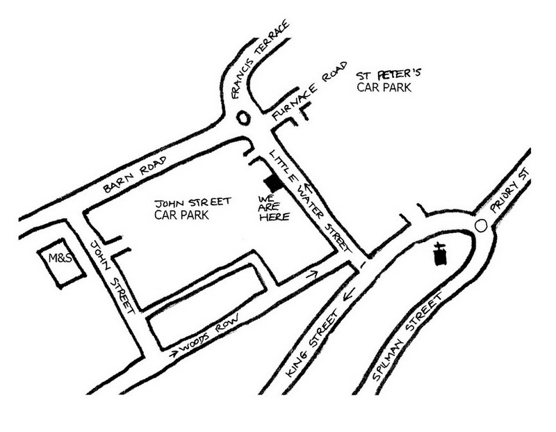 map of Carmarthen Osteopaths, 56 Little Water Street, Carmarthen